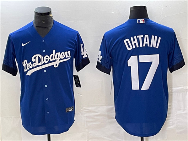 Los Angeles Dodgers #17 Shohei Ohtani Royal City Connect Cool Base With Patch Stitched Jersey - Click Image to Close